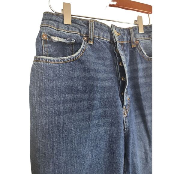 We The Free Button Fly Jeans 31 Womens High Rise Slit Leg Raw Hem Boho - Picture 3 of 11